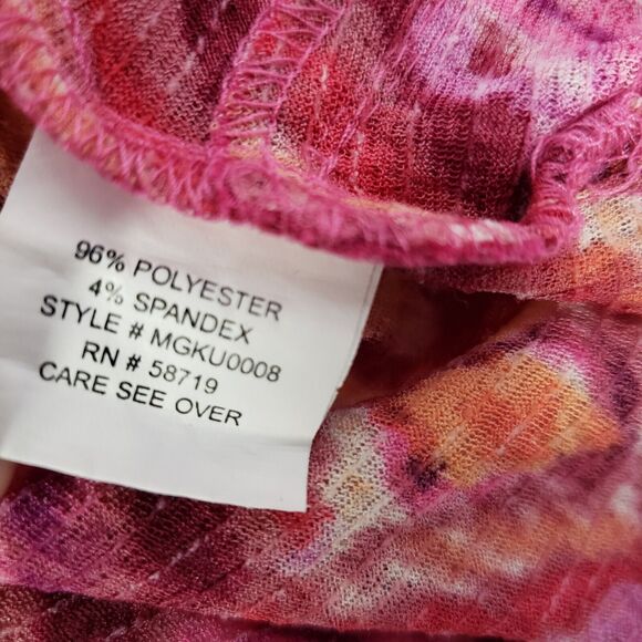 Notations Top Womens Large Floral Pink Orange Pullover Square Neck Short Flutter - Picture 9 of 10